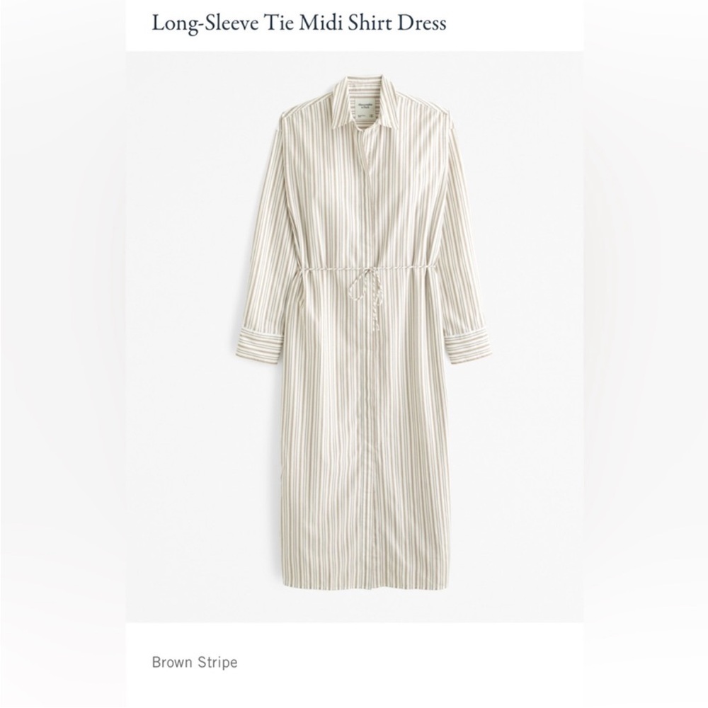 Abercrombie & Fitch Cream Stripe Long-Sleeve Dress